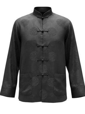 Men's Black Mandarin Collar Tang Jacket MULAN